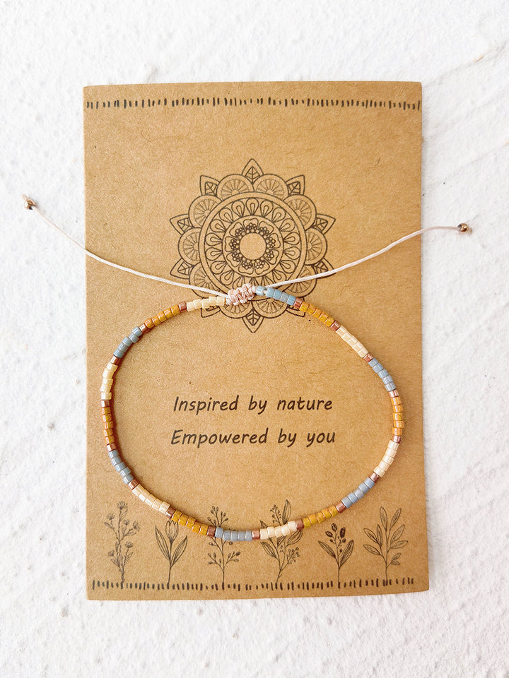 Adjustable Drawstring Beaded Bracelet Gray Orange