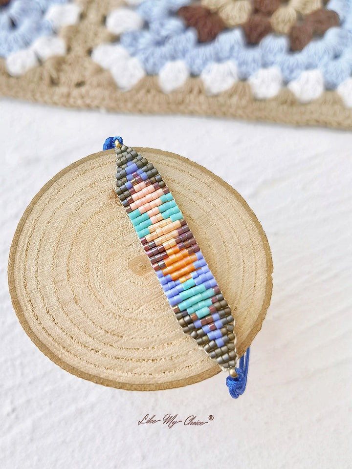 Adjustable Drawstring Beaded Bracelet Poppy Rainbow