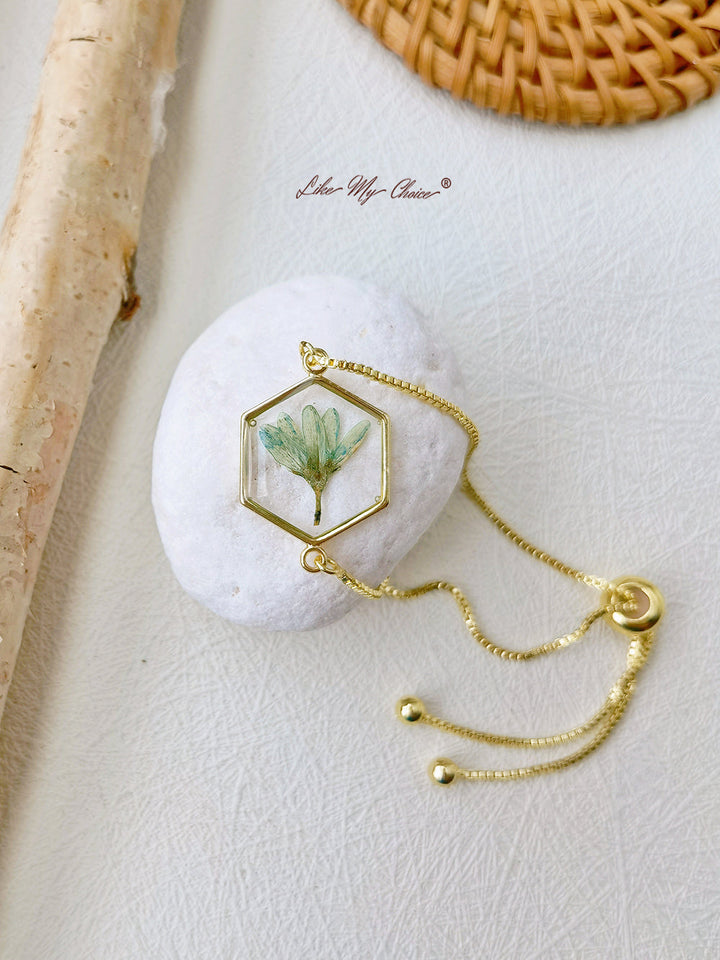 Narcissus Natural Dried Flowers Resin Bracelet