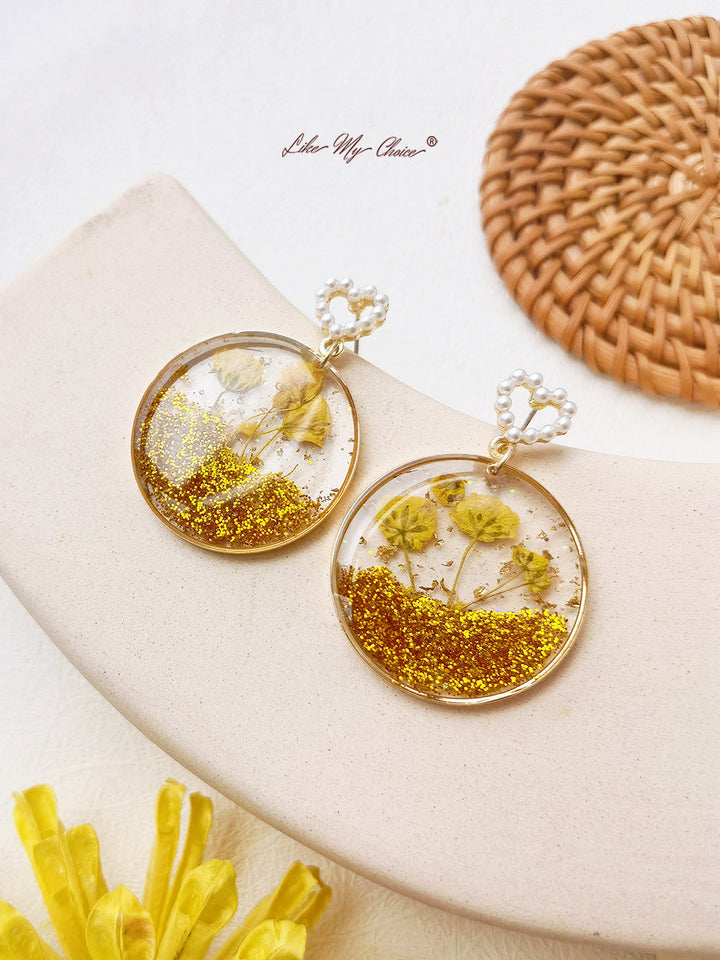 Cosmos Flowers Colorful Sequin Earrings