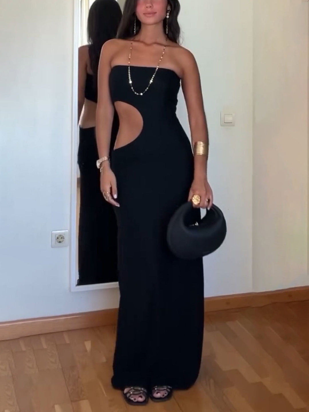 Off-The-Shoulder Sexy Hollow Polar Long Dress