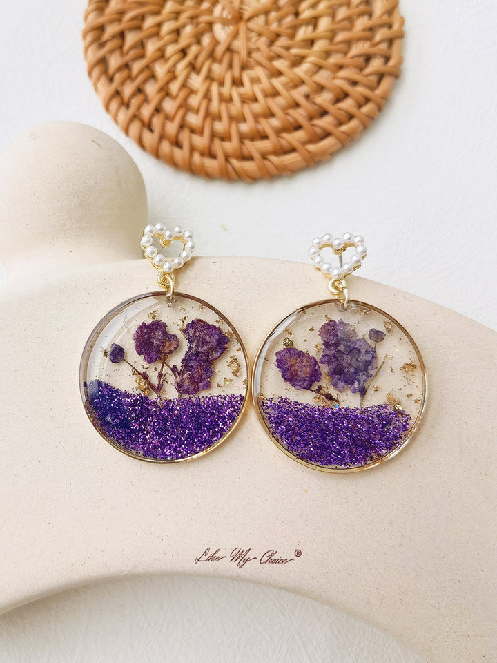 Cosmos Flowers Colorful Sequin Earrings