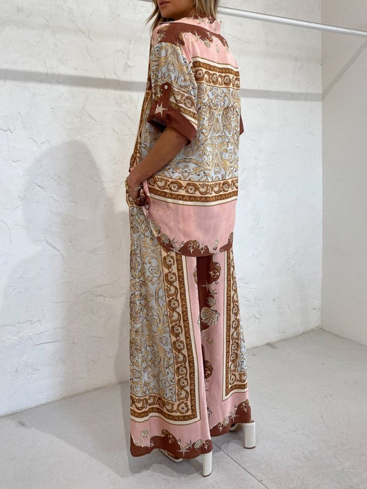 Retro Ocean Painted Print Loose Wide-Leg Pants