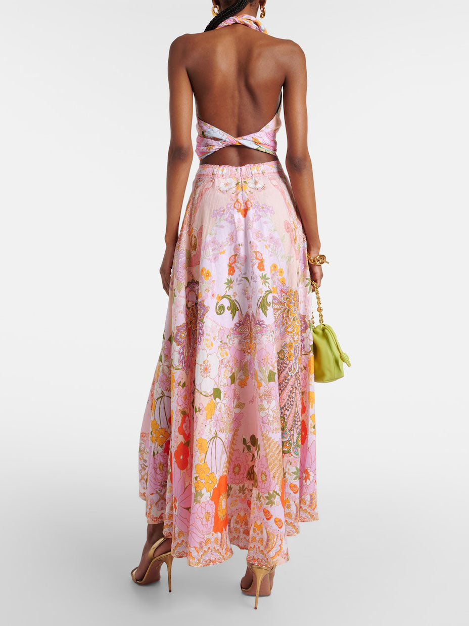 Delicate Paisley Animal Print Open Back Tank Top