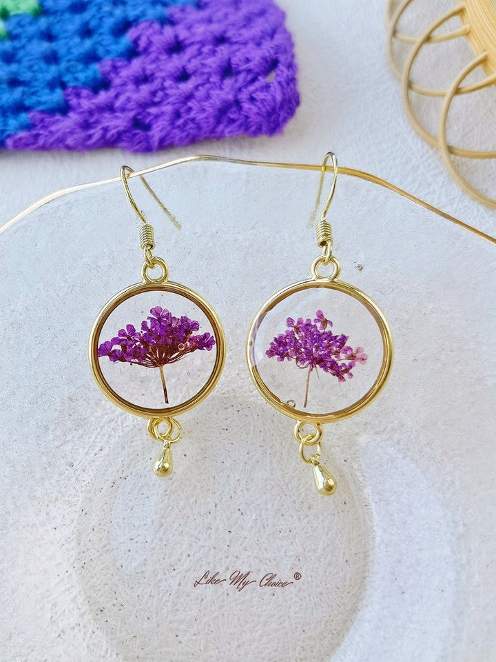 Real Queen Annes Lace Flower Earring