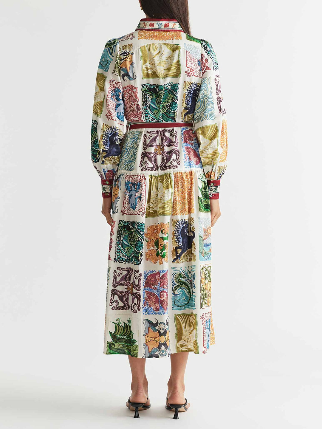 Unique Retro Painted Geometric Print Midi Dress