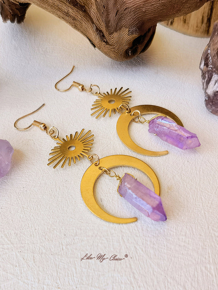 Witchy Eye Moon Crystal Earrings