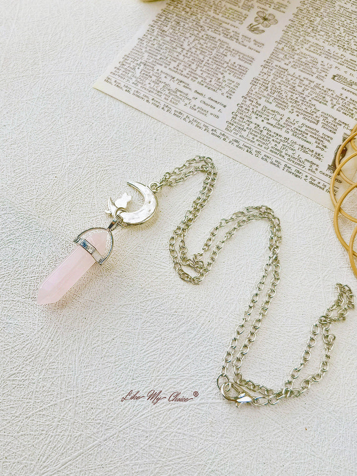 Moon & Cat Crystal Pendant Necklace 2 Pieces