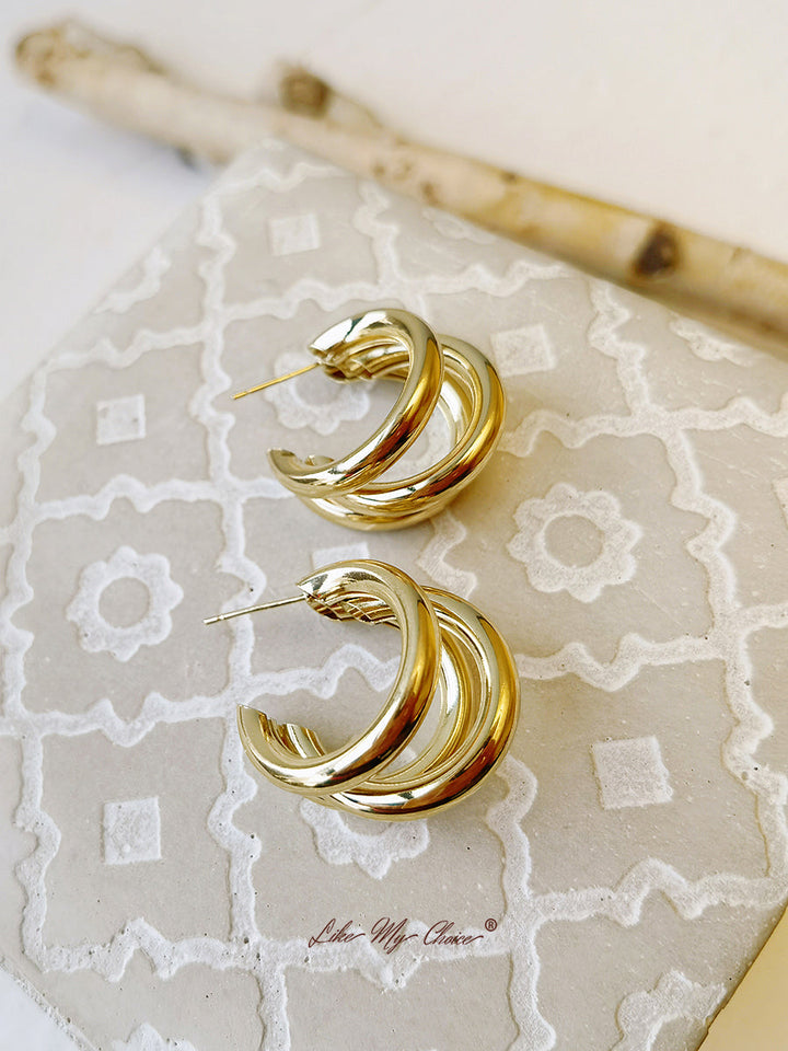 Gold Plated Layered Hoop Earrings