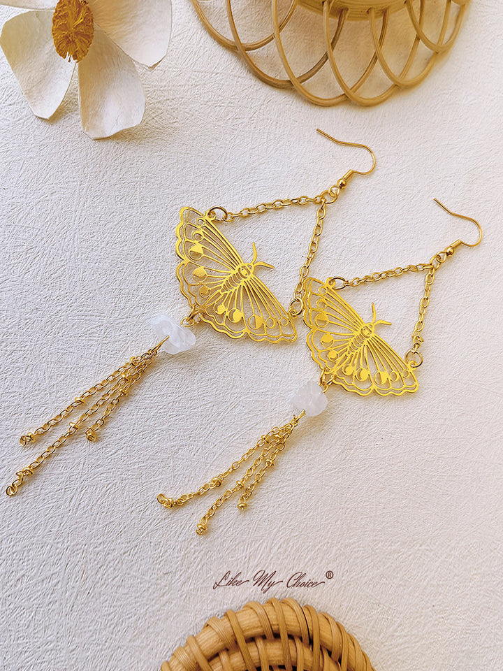 Hollow Out Butterfly Tassel Earrings