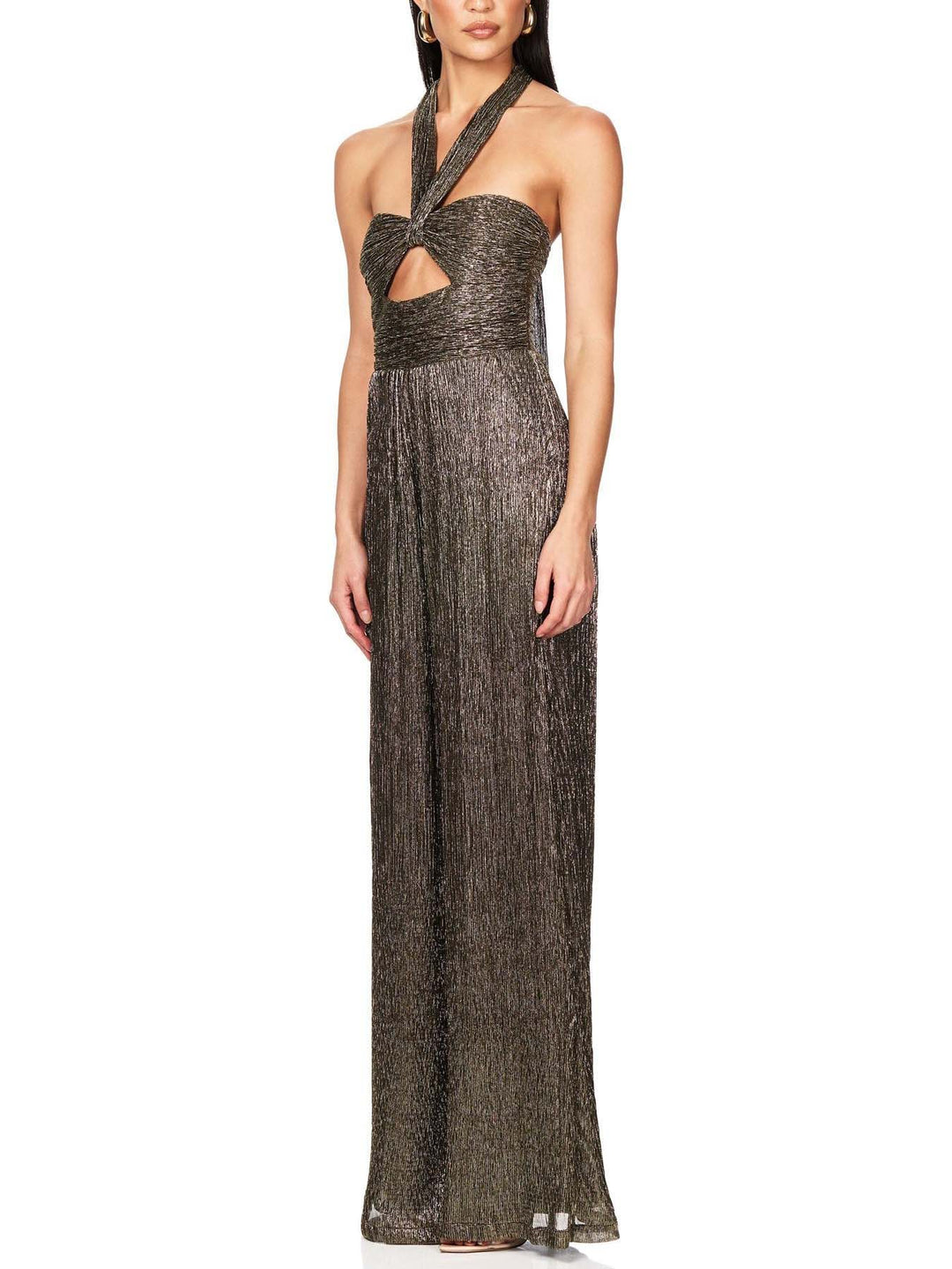 Elegant Halterneck Pleated Jumpsuit