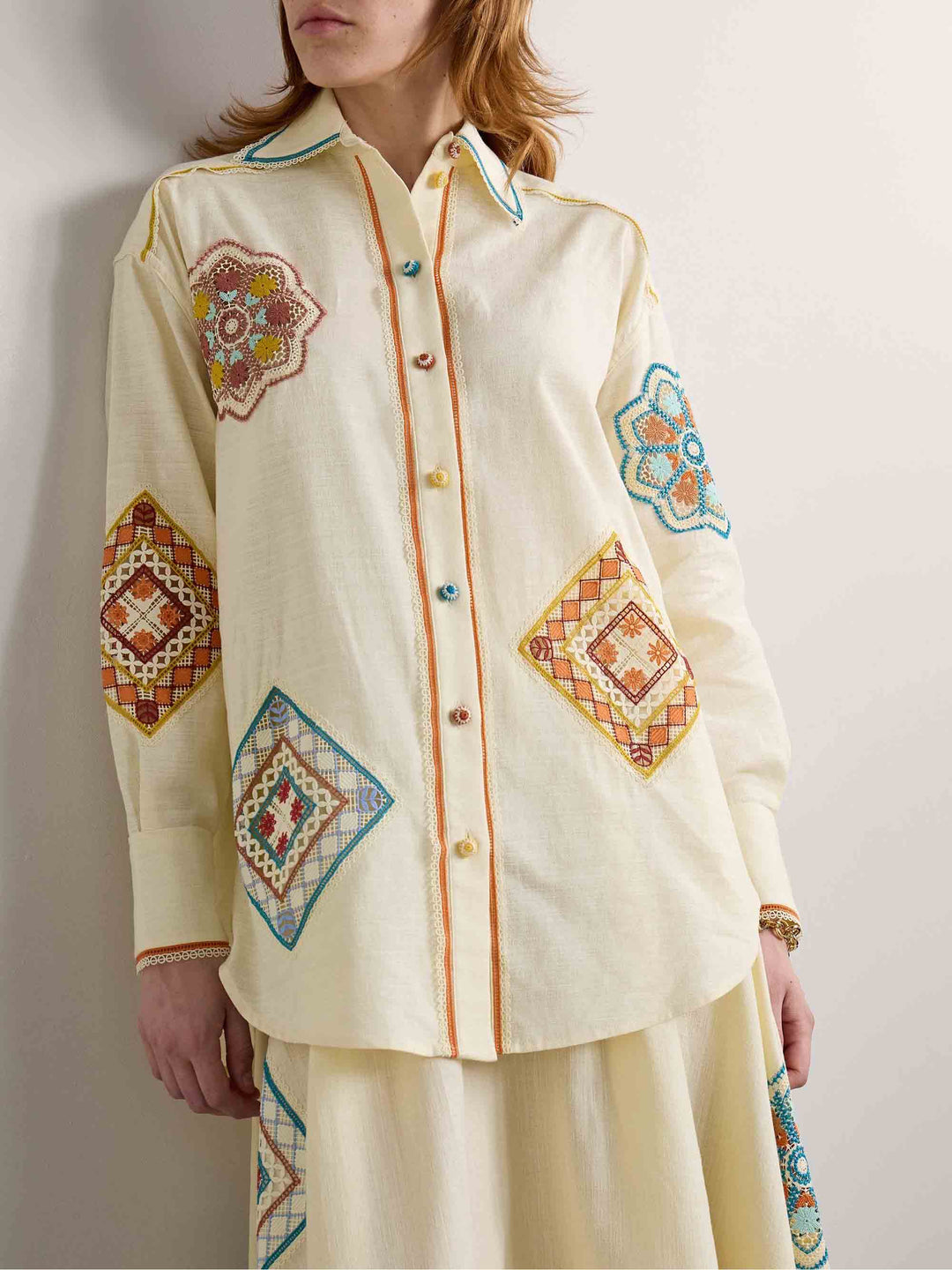 Unique Paisley Lace Print Loose Shirt